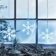 🎄 christmas window decoration - hanging led cool white acrylic snowflake light, battery operated логотип