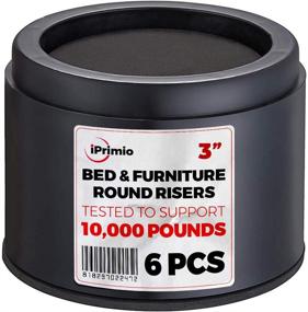 img 1 attached to 🛏️ iPrimio Bed and Furniture Risers – 6 Pack Black Round Elevator Boosts up to 3 Inches & Supports 10,000 LBs - Safeguard Floors and Surfaces – Sturdy ABS Plastic with Anti-Slip Foam Grip – Not Stackable