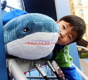 img 1 attached to 🦈 31 Inch Giant Blue-Sharks Stuffed Animal Toy: Soft Plush Pillow Doll for Kids - Cute Room Decor & Bedtime Partner (80cm)