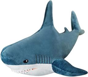 img 4 attached to 🦈 31 Inch Giant Blue-Sharks Stuffed Animal Toy: Soft Plush Pillow Doll for Kids - Cute Room Decor & Bedtime Partner (80cm)