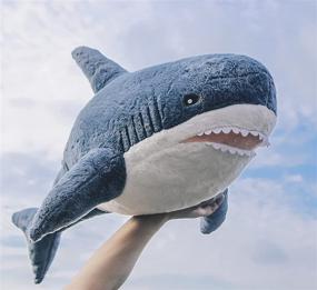 img 3 attached to 🦈 31 Inch Giant Blue-Sharks Stuffed Animal Toy: Soft Plush Pillow Doll for Kids - Cute Room Decor & Bedtime Partner (80cm)