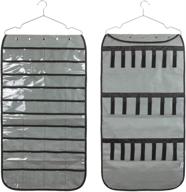 hanging jewelry organizer - double-sided 40 pocket storage bag for earrings, necklaces, bracelets, rings - gray логотип