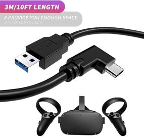 img 3 attached to 🔌 Эффективный кабель в длину 10 футов для Oculus Quest 2: высокоскоростной передачи данных и быстрая зарядка - кабель USB A к C 3.2 Gen1 для гарнитуры виртуальной реальности и игрового ПК, в комплекте с 2 кабельными клипсами