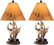 🕯️ rustic charm: signature design by ashley derek table lamp with antler, pinecone, and rock accents - brown (2 count) logo