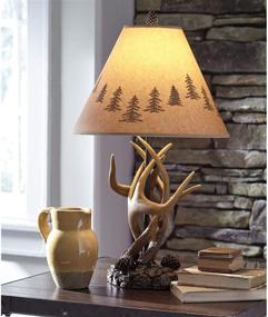 img 3 attached to 🕯️ Rustic Charm: Signature Design by Ashley Derek Table Lamp with Antler, Pinecone, and Rock Accents - Brown (2 Count)