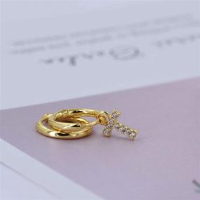 img 1 attached to 💎 Personalized Gift: Elegant 18K Gold Plated Initial Letter Small Hoop Earrings