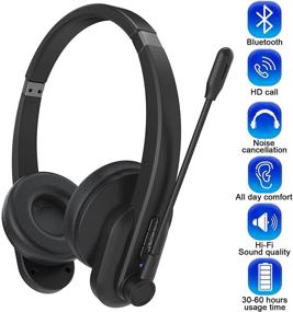 img 2 attached to 🎧 CXCJXGL Bluetooth Headset with Microphone - Wireless Over-Ear Headphones with Hybrid Active Noise Cancelling & Call Function - Ideal for Call Centers, Offices, Home, and Online Teaching