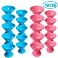 🎀 tihood 40pcs silicone hair curlers rollers - no clip hair style rollers for soft magic diy curling hairstyles - hair care roller set with hair accessories, pink & blue logo