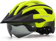 eastinear bike helmet with magnetic goggles: removable visor, led light, adjustable size for adult men and women - ideal for mountain & road cycling logo