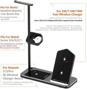 img 3 attached to 🔌 FEIFANZHE 4-in-1 Wireless Charging Station Stand for iWatch 5/4/3/2/1, Airpods, iPhone 11/11 Pro/X/Xs/XR/Max/8 Plus/8, Samsung Galaxy S9/S8 and Headphones - Dock and Holder