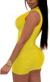 img 2 attached to 💎 Sleeveless Rhinestone Bodycon Jumpsuit by WOOSEN - Women's Apparel for Jumpsuits, Rompers & Overalls