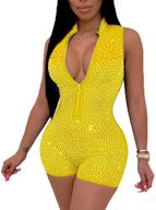 💎 sleeveless rhinestone bodycon jumpsuit by woosen - women's apparel for jumpsuits, rompers & overalls logo