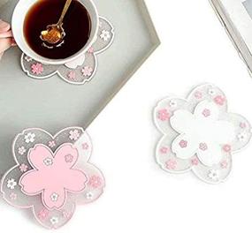 img 3 attached to 🌸 Durable Non-Slip Sakura Coffee Cup Coaster for Home, Tea, Bowl - PVC Coaster (Size L)