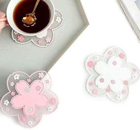 img 1 attached to 🌸 Durable Non-Slip Sakura Coffee Cup Coaster for Home, Tea, Bowl - PVC Coaster (Size L)