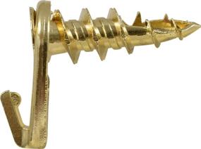 img 1 attached to 🔨 Hillman Small Self-Drilling White Wall Driller Picture Hangers, Package of 2, Brass - 122403, 50lbs