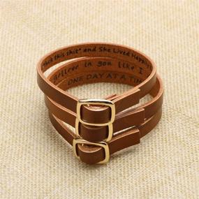 img 1 attached to 🎁 Inspirational Leather Bracelets for Women and Girls - Encouragement, Religious, Confirmation, Anniversary, Memorial, Remembrance Message - Adjustable Brown Bracelet - Christmas, Mother's Birthday Jewelry Gift