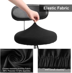 img 1 attached to 🪑 Washable Round Bar Stool Seat Covers - Elastic Slipcover for 14-17 Inch Chairs (Black)