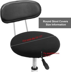 img 3 attached to 🪑 Washable Round Bar Stool Seat Covers - Elastic Slipcover for 14-17 Inch Chairs (Black)