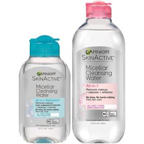 img 4 attached to 🌟 Garnier SkinActive Micellar Cleansing Water for All Skin Types - 13.5 fl oz + Micellar Cleansing Water for Waterproof Makeup - 3.4 fl oz