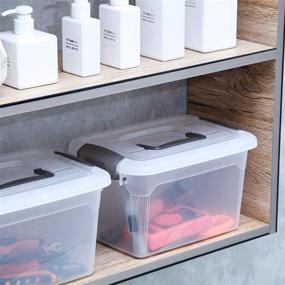 img 2 attached to 🏙️ Citylife 4 Packs 5.3 QT Storage Bins with Lids - Clear Plastic Containers with Grey Handle for Easy Organization and Stackable Storage