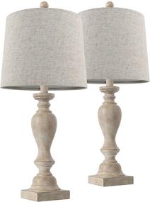 img 1 attached to 🏞️ Set of 2 PORTRES 24.5'' Bedroom Table Lamps - Desk, Living Room, Kids Room, Study Room, Office - Rustic Resin Table Lamps