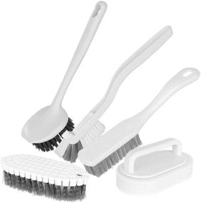 img 4 attached to 🧽 Kitchen and Bathroom Cleaning Brushes - 5 Pack Set, Including Tableware, Bottle, Sponges, Floor, Bathtub, Shower, Tile, Suitable for Bathroom and Kitchen