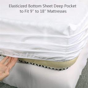 img 3 attached to 🛏️ Premium Egyptian Cotton Queen Fitted Sheet - 400 Thread Count, White, 16" Deep Pocket - Colorfast & Shrink Resistant - Soft & Silky Sateen Weave - Ideal for Home and Hotel Use