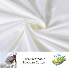 img 1 attached to 🛏️ Premium Egyptian Cotton Queen Fitted Sheet - 400 Thread Count, White, 16" Deep Pocket - Colorfast & Shrink Resistant - Soft & Silky Sateen Weave - Ideal for Home and Hotel Use