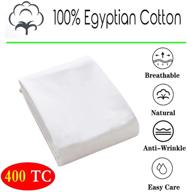 🛏️ premium egyptian cotton queen fitted sheet - 400 thread count, white, 16" deep pocket - colorfast & shrink resistant - soft & silky sateen weave - ideal for home and hotel use logo