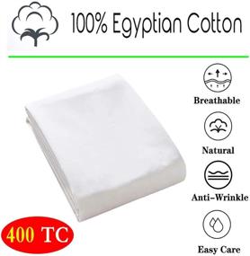 img 4 attached to 🛏️ Premium Egyptian Cotton Queen Fitted Sheet - 400 Thread Count, White, 16" Deep Pocket - Colorfast & Shrink Resistant - Soft & Silky Sateen Weave - Ideal for Home and Hotel Use