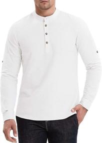 img 3 attached to Aimeilgot Henley Sleeve Cotton Men's Clothing Shirts for Henleys