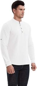 img 2 attached to Aimeilgot Henley Sleeve Cotton Men's Clothing Shirts for Henleys