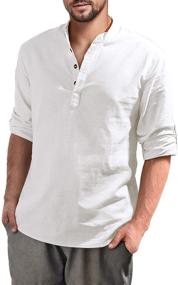 img 4 attached to Aimeilgot Henley Sleeve Cotton Men's Clothing Shirts for Henleys