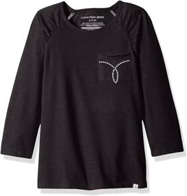 img 1 attached to 👚 Calvin Klein Girls' Tee with Omega Chest Pocket