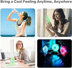 img 2 attached to Temede Personal Necklace Fan with Colorful Lights - Mini Handheld Fan, Foldable, Adjustable Speeds, USB Rechargeable - Ideal for Home, Office, Outdoor Travel - Suitable for Kids, Girls, Women