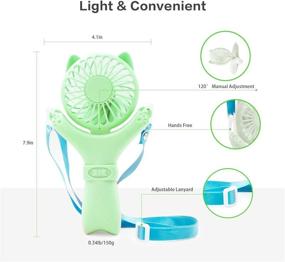 img 1 attached to Temede Personal Necklace Fan with Colorful Lights - Mini Handheld Fan, Foldable, Adjustable Speeds, USB Rechargeable - Ideal for Home, Office, Outdoor Travel - Suitable for Kids, Girls, Women