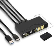 🔌 эффективное управление и подключение: cklau 4kx2k@60гц 2-портовый hdmi usb 3.0 квм-переключатель с кабелями, 2 шт usb 3.0 концентратора, поддержка звука и совместимость с беспроводной клавиатурой и мышью. логотип