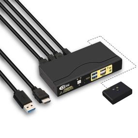 img 4 attached to 🔌 Эффективное управление и подключение: CKLau 4Kx2K@60Гц 2-портовый HDMI USB 3.0 КВМ-переключатель с кабелями, 2 шт USB 3.0 концентратора, поддержка звука и совместимость с беспроводной клавиатурой и мышью.