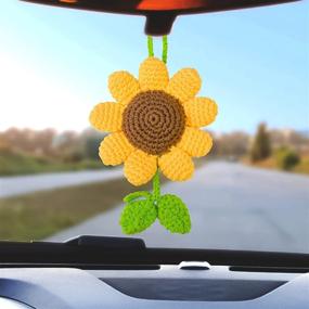 img 4 attached to 🌻 Natchia Sunflower Rear View Mirror Accessories - Car Mirror Hanging Decorations for Women, Cute Car Accessories with Sunflower Motif - Enhance Your Car's Look!