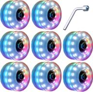 nezylaf 8 piece upgrade light up roller skate wheels with bearings: perfect for indoor/outdoor skating & skateboarding - 32 x 58 mm 78a logo