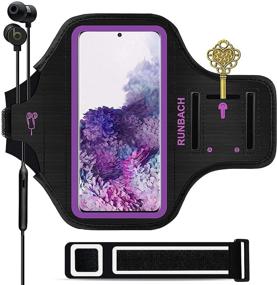 img 4 attached to 🏃 RUNBACH Purple Armband for Galaxy S8+/S9+/S10+/S20+ - Sweatproof Exercise Gym Bag with Key Holder and Card Slot for Samsung Galaxy Phones