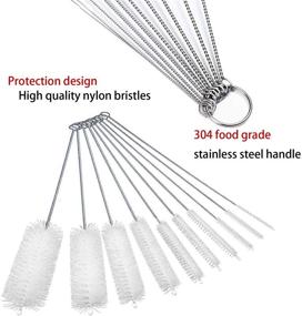 img 2 attached to 🧹 Nylon Tube Cleaning Brush Set - Long Straw Brush, 8-inch Length, 10 Different Diameters, Pack of 10