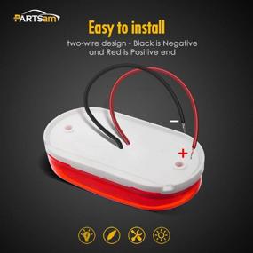 img 1 attached to 🚦 Partsam 5 шт. 12V 4-дюймовые красные прямоугольные маркеры бокового освещения - герметичные лампы для корпусов RV CAMPER Trailer LED Marker Lights