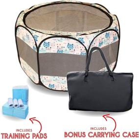 img 1 attached to 🏕️ Pet Kastle Portable Foldable Pet Playpen with Carrying Case & Disposable Training Pads - Indoor/Outdoor Use, Water Resistant, Removable Shade Cover - Dogs/Cats/Rabbit - Available in 2 Sizes