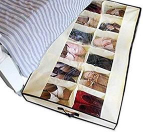 img 2 attached to 👞 Shonpy 12 Cells Underbed Shoe Storage Bag Organizer for Men/Women - See Through, Beige