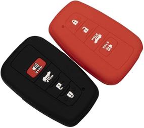 img 3 attached to Lcyam Black Red Silicone 4 Button Key Fob Cover Case Compatible With 2019 2020 2021 Toyota 86 RAV4 XLE Camry Hybrid XSE Corolla Avalon Smart Key