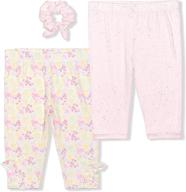 👖 youth girls 2-pack solid and glitter legging pant set with rib tie dye or glitter floral design, including hair bow scrunchie logo