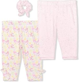 img 4 attached to 👖 Youth Girls 2-Pack Solid and Glitter Legging Pant Set with Rib Tie Dye or Glitter Floral Design, including Hair Bow Scrunchie