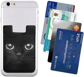 img 3 attached to 🐱 Stylish Black Cat with White Eye Phone Card Holder: Convenient Wallet Case for All Smartphones
