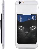 🐱 stylish black cat with white eye phone card holder: convenient wallet case for all smartphones logo
